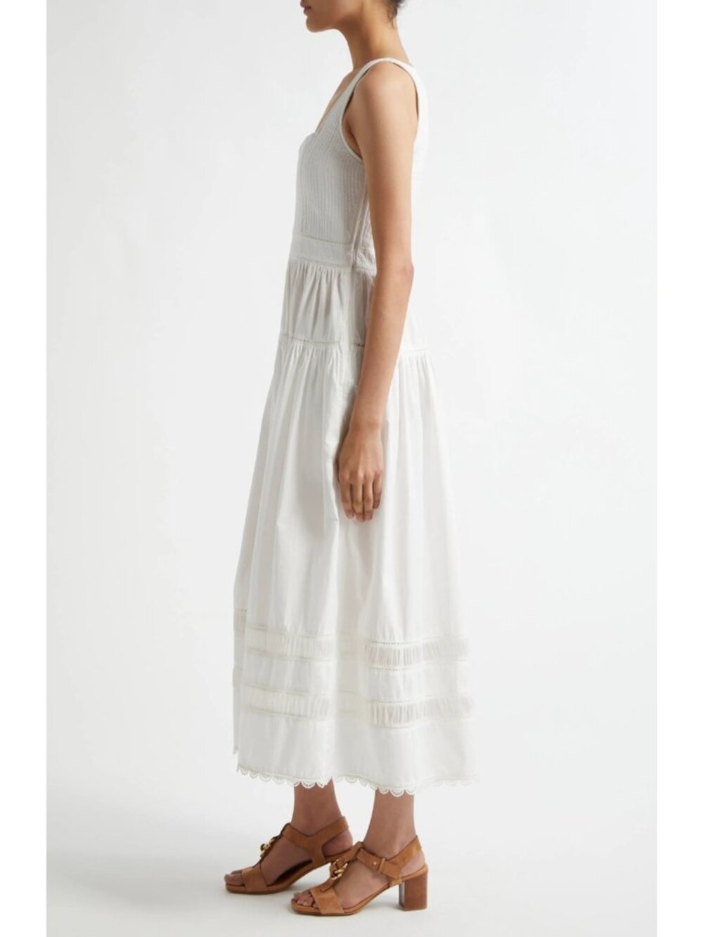 Ulla Johnson Isadora Womens Cotton Fit & Flare Midi Sundress Cowrie Size 0 - Picture 2 of 6